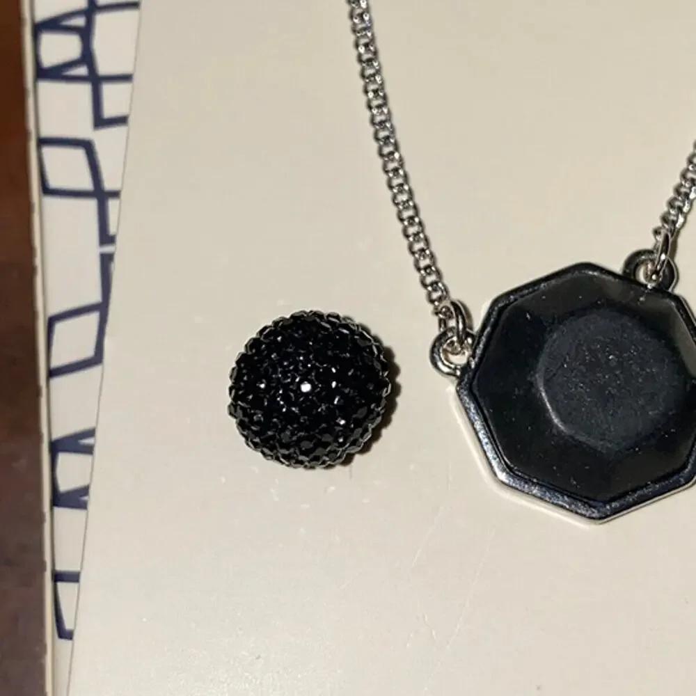 Gemma Simone Demi Silver Necklace & Earring Set Matte Black New in Box